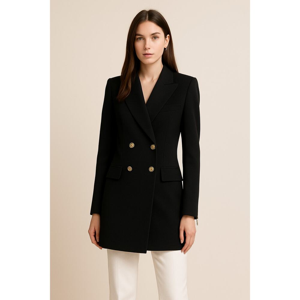Zara Woman Black Military Blazer Dress | Double Breasted Gold Button | Size S